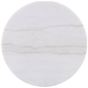 English Elm Sennewald Round White Marble Top Coffee Table with Sculptural Reeded Drum Base Greige B062P519827
