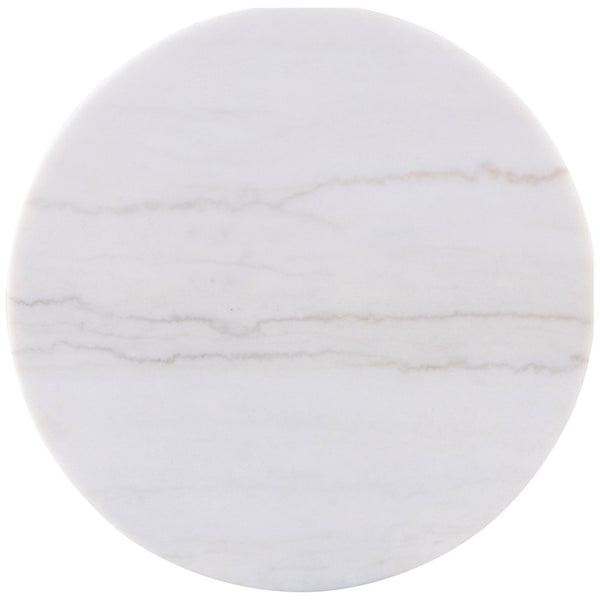 English Elm Sennewald Round White Marble Top Coffee Table with Sculptural Reeded Drum Base Greige B062P519827