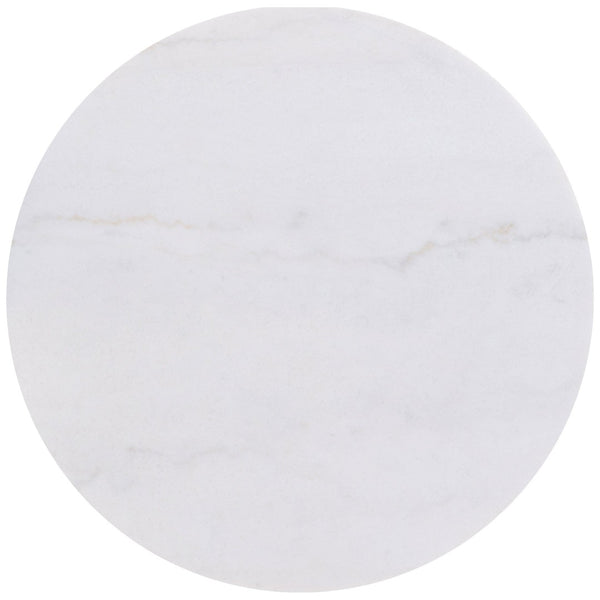 English Elm Sennewald Round White Marble Top Coffee Table with Sculptural Reeded Drum Base Honey B062P519829
