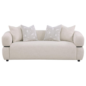 English Elm Ramsay Sculptural Round Arm Sofa with Textured Fabric and Solid Wood Waistband Detail B062P519840