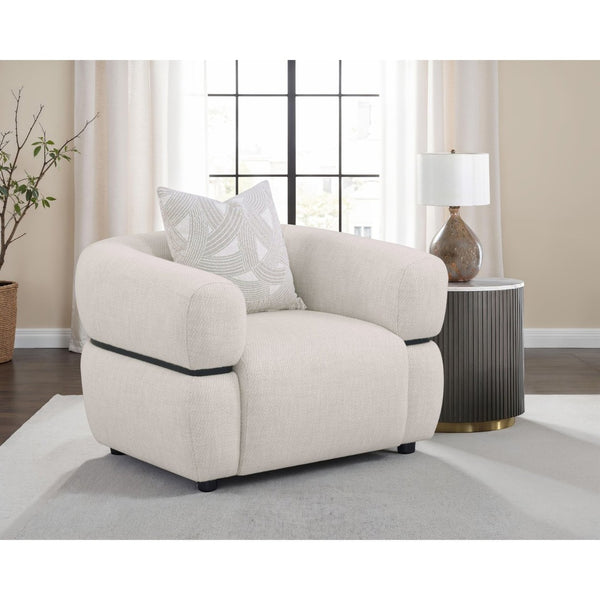 English Elm Ramsay Sculptural Accent Chair Textured Fabric Pocket Coil Seat with Wood Waistband B062P519842