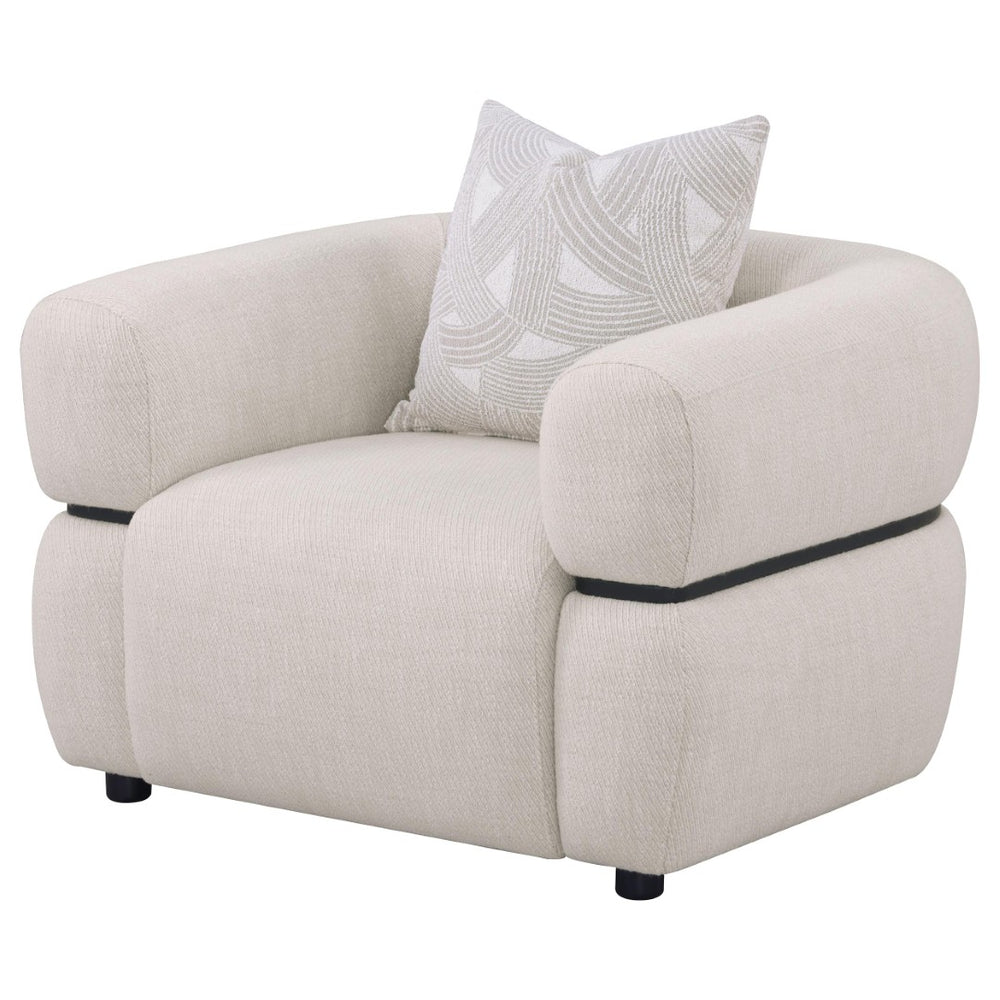 English Elm Ramsay Sculptural Accent Chair Textured Fabric Pocket Coil Seat with Wood Waistband B062P519842