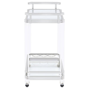 English Elm Kempton Acrylic and Chrome Rolling Bar Cart with Tempered Glass Shelves for Glam Interiors B062P519848