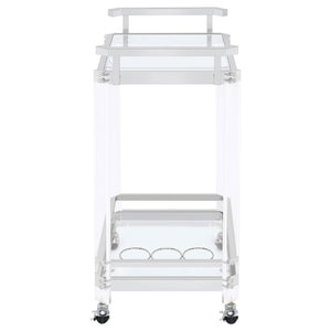 English Elm Kempton Acrylic and Chrome Rolling Bar Cart with Tempered Glass Shelves for Glam Interiors B062P519848