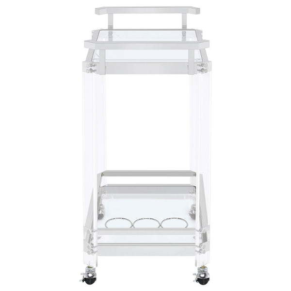 English Elm Kempton Acrylic and Chrome Rolling Bar Cart with Tempered Glass Shelves for Glam Interiors B062P519848