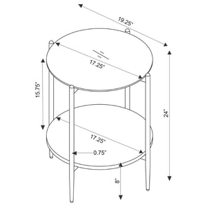 English Elm Jackel Two Tier Round End Table Gold Chrome Frame Marble Shelf Modern Glam B062P519867