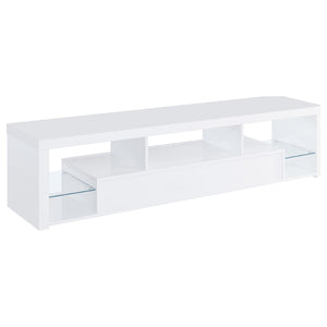 English Elm Lance High Gloss White TV Stand with Soft Close Drawers and Glass Shelves B062P519873