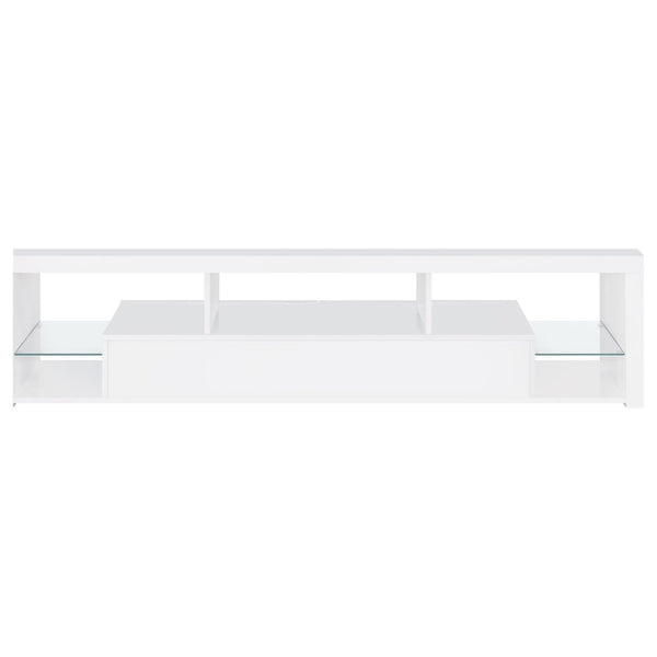 English Elm Lance High Gloss White TV Stand with Soft Close Drawers and Glass Shelves B062P519873