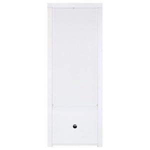 English Elm Lance Tall Media Tower with Glass Shelves and High Gloss White Lacquer Finish B062P519874
