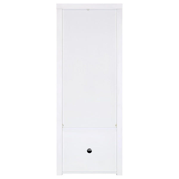 English Elm Lance Tall Media Tower with Glass Shelves and High Gloss White Lacquer Finish B062P519874