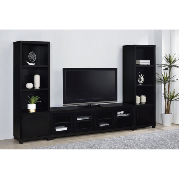 English Elm Arnaud Low Profile Media Console with Four Glass Door Cabinet for Large Living Rooms B062P519875