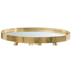 English Elm Lymon Polished Gold Metal End Table with Mirrored Glass Top for Glam Living Rooms B062P519876