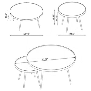 English Elm Lymon Mirrored Glass Nesting Coffee Tables with Gold Electroplated Splayed Legs Glam Set B062P519877