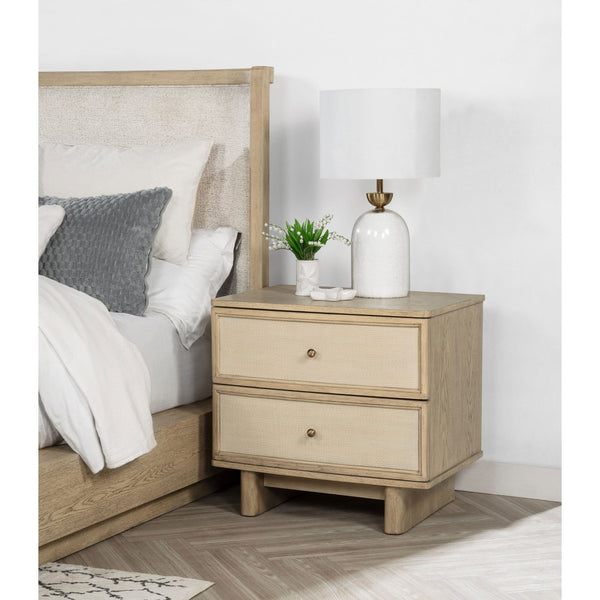 English Elm Kimpton Oak Veneer 2-drawer Nightstand with Brass Hardware and Usb Charging Ports B062P519883