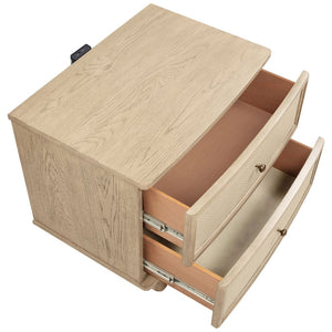 English Elm Kimpton Oak Veneer 2-drawer Nightstand with Brass Hardware and Usb Charging Ports B062P519883