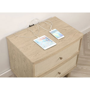 English Elm Kimpton Oak Veneer 2-drawer Nightstand with Brass Hardware and Usb Charging Ports B062P519883