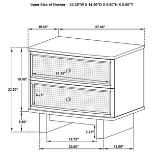 English Elm Kimpton Oak Veneer 2-drawer Nightstand with Brass Hardware and Usb Charging Ports B062P519883