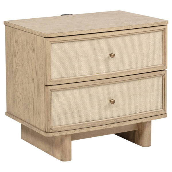 English Elm Kimpton Oak Veneer 2-drawer Nightstand with Brass Hardware and Usb Charging Ports B062P519883