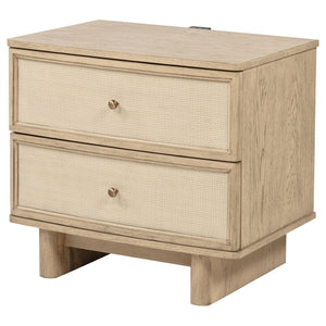 English Elm Kimpton Oak Veneer 2-drawer Nightstand with Brass Hardware and Usb Charging Ports B062P519883