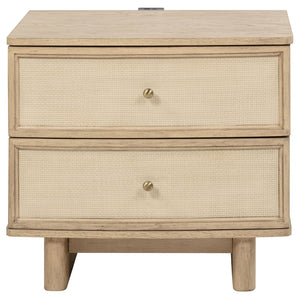 English Elm Kimpton Oak Veneer 2-drawer Nightstand with Brass Hardware and Usb Charging Ports B062P519883