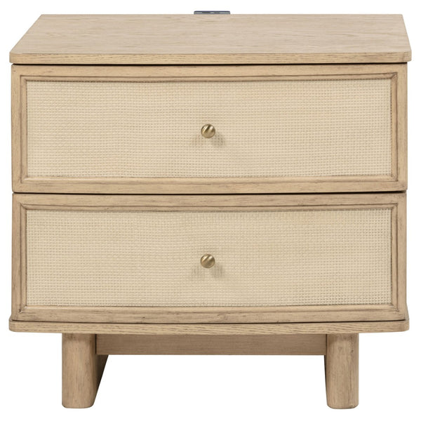 English Elm Kimpton Oak Veneer 2-drawer Nightstand with Brass Hardware and Usb Charging Ports B062P519883