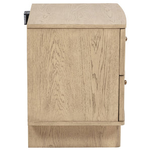 English Elm Kimpton Oak Veneer 2-drawer Nightstand with Brass Hardware and Usb Charging Ports B062P519883