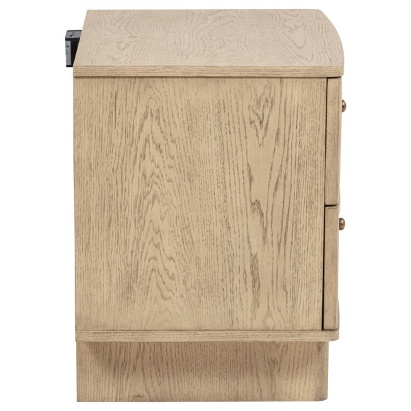 English Elm Kimpton Oak Veneer 2-drawer Nightstand with Brass Hardware and Usb Charging Ports B062P519883