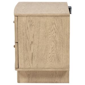 English Elm Kimpton Oak Veneer 2-drawer Nightstand with Brass Hardware and Usb Charging Ports B062P519883