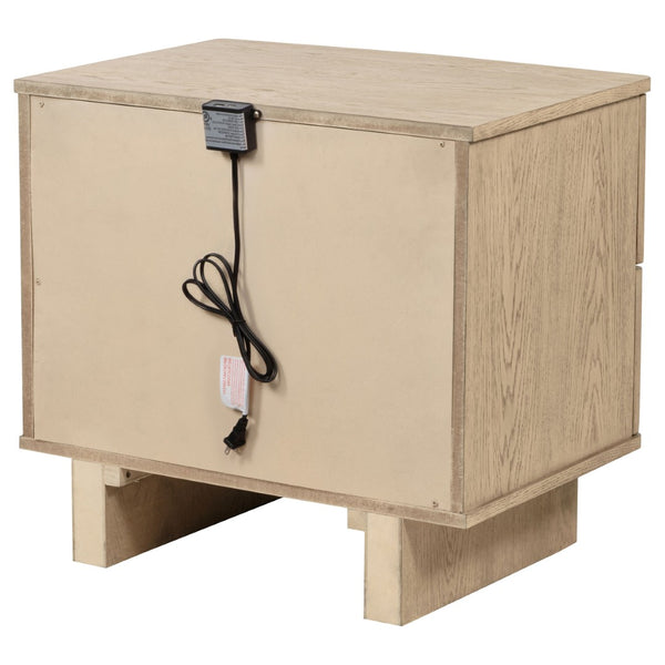 English Elm Kimpton Oak Veneer 2-drawer Nightstand with Brass Hardware and Usb Charging Ports B062P519883