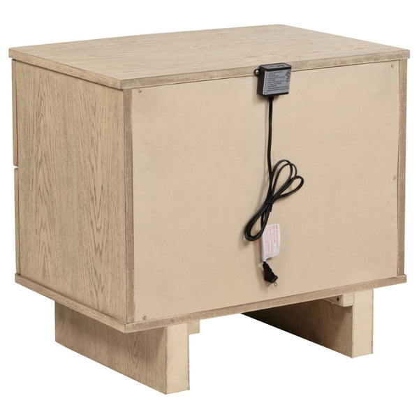 English Elm Kimpton Oak Veneer 2-drawer Nightstand with Brass Hardware and Usb Charging Ports B062P519883