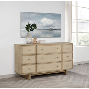 English Elm Kimpton Nine Drawer Dresser Oak Veneer Antique Brass Knobs Coastal Bedroom Storage B062P519886