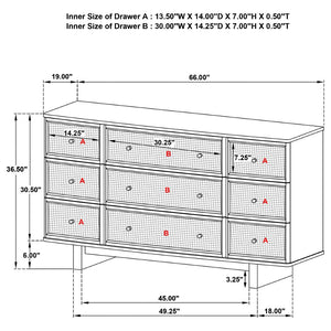 English Elm Kimpton Nine Drawer Dresser Oak Veneer Antique Brass Knobs Coastal Bedroom Storage B062P519886