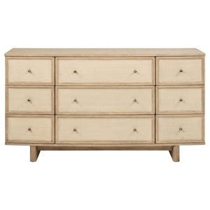 English Elm Kimpton Nine Drawer Dresser Oak Veneer Antique Brass Knobs Coastal Bedroom Storage B062P519886