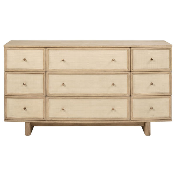 English Elm Kimpton Nine Drawer Dresser Oak Veneer Antique Brass Knobs Coastal Bedroom Storage B062P519886