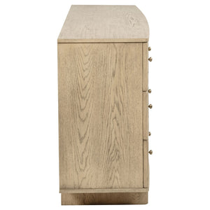 English Elm Kimpton Nine Drawer Dresser Oak Veneer Antique Brass Knobs Coastal Bedroom Storage B062P519886