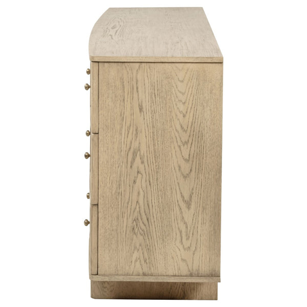 English Elm Kimpton Nine Drawer Dresser Oak Veneer Antique Brass Knobs Coastal Bedroom Storage B062P519886
