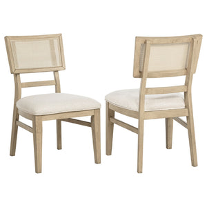 English Elm Kimpton Handwoven Cane Back Dining Chairs with Upholstered Seats Set of Two B062P519916