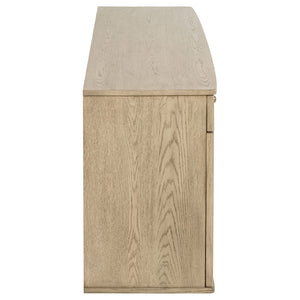 English Elm Kimpton Handcrafted Woven Cane Buffet with Antique Brass Knobs for Dining Rooms B062P519917