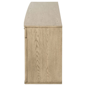 English Elm Kimpton Handcrafted Woven Cane Buffet with Antique Brass Knobs for Dining Rooms B062P519917