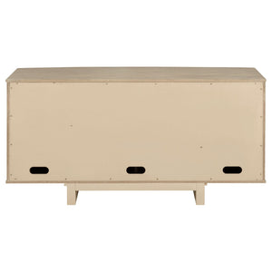 English Elm Kimpton Handcrafted Woven Cane Buffet with Antique Brass Knobs for Dining Rooms B062P519917