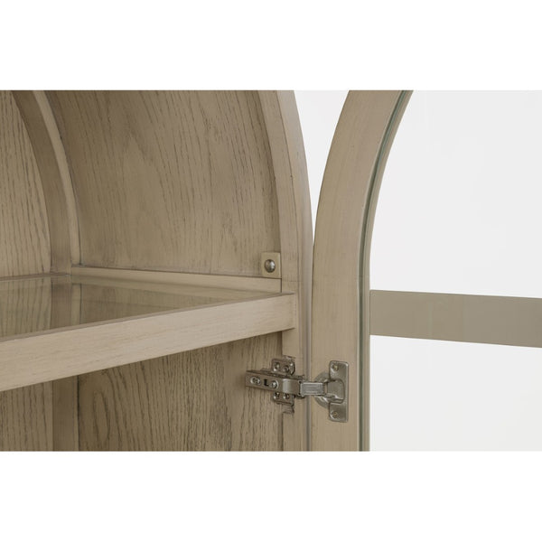 English Elm Kimpton Arched Oak Cane Display Cabinet with Led Lit Glass Shelves for Living Rooms B062P519918