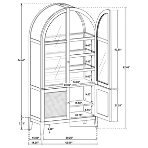 English Elm Kimpton Arched Oak Cane Display Cabinet with Led Lit Glass Shelves for Living Rooms B062P519918