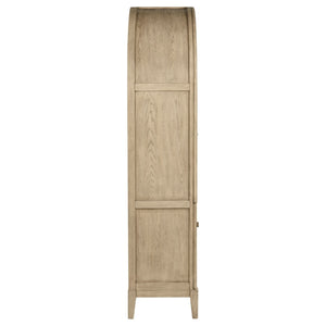 English Elm Kimpton Arched Oak Cane Display Cabinet with Led Lit Glass Shelves for Living Rooms B062P519918
