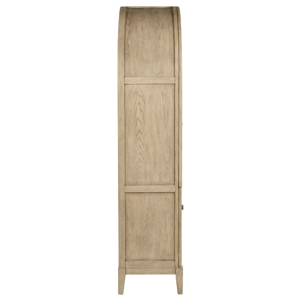 English Elm Kimpton Arched Oak Cane Display Cabinet with Led Lit Glass Shelves for Living Rooms B062P519918