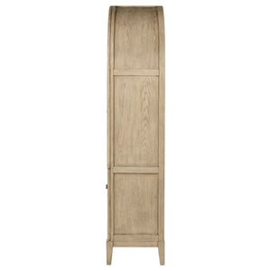 English Elm Kimpton Arched Oak Cane Display Cabinet with Led Lit Glass Shelves for Living Rooms B062P519918