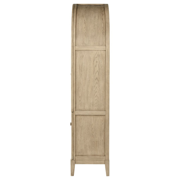 English Elm Kimpton Arched Oak Cane Display Cabinet with Led Lit Glass Shelves for Living Rooms B062P519918