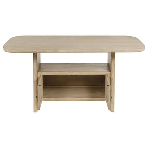 English Elm Kimpton Oak Veneer Counter Dining Table with Woven Cabinet Doors and Open Shelf B062P519919