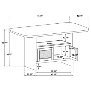 English Elm Kimpton Oak Veneer Counter Dining Table with Woven Cabinet Doors and Open Shelf B062P519919