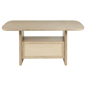 English Elm Kimpton Oak Veneer Counter Dining Table with Woven Cabinet Doors and Open Shelf B062P519919