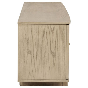 English Elm Kimpton Woven Cane Four Door Media Console with Antique Brass Oak Finish B062P519925